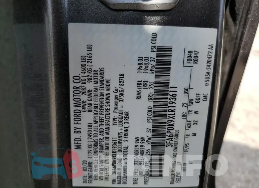 3FA6P0K9XLR193611 Photo# 12