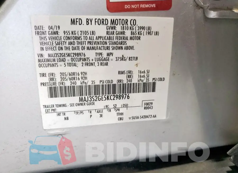 MAJ3S2GE5KC298976 Photo# 13