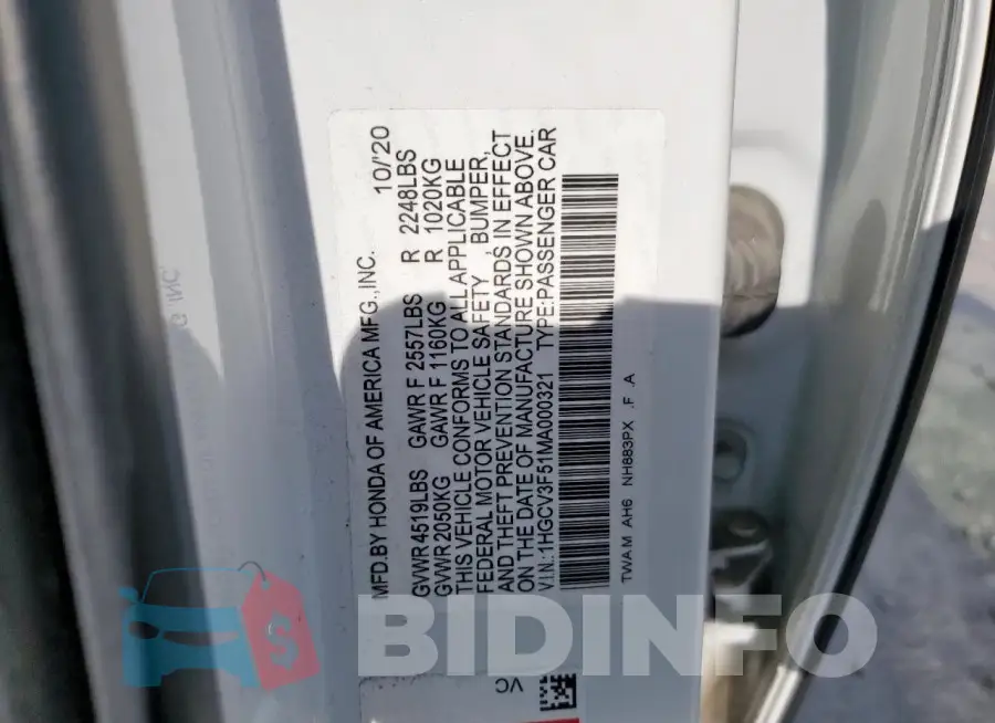 1HGCV3F51MA000321 Photo# 12