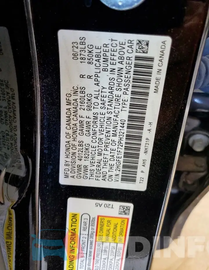 2HGFE1F72PH321440 Photo# 12