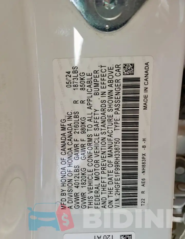 2HGFE1F99RH336750 Photo# 12