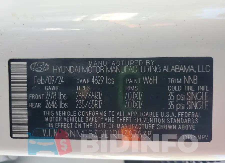 5NMJB3DE1RH387838 Photo# 13