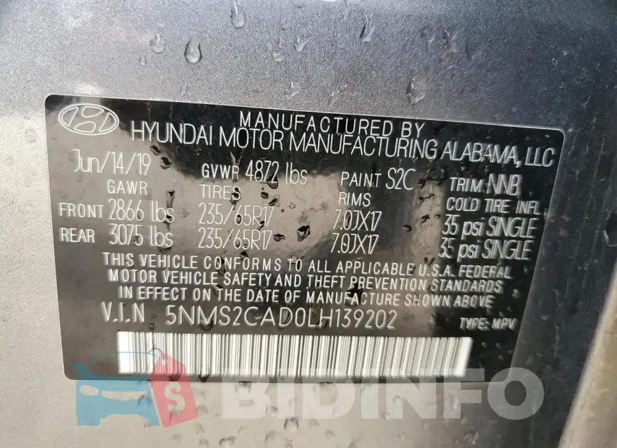 5NMS2CAD0LH139202 Photo# 12
