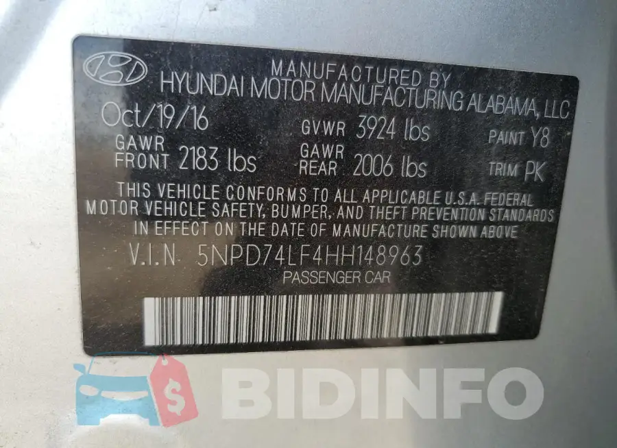 5NPD74LF4HH148963 Photo# 12