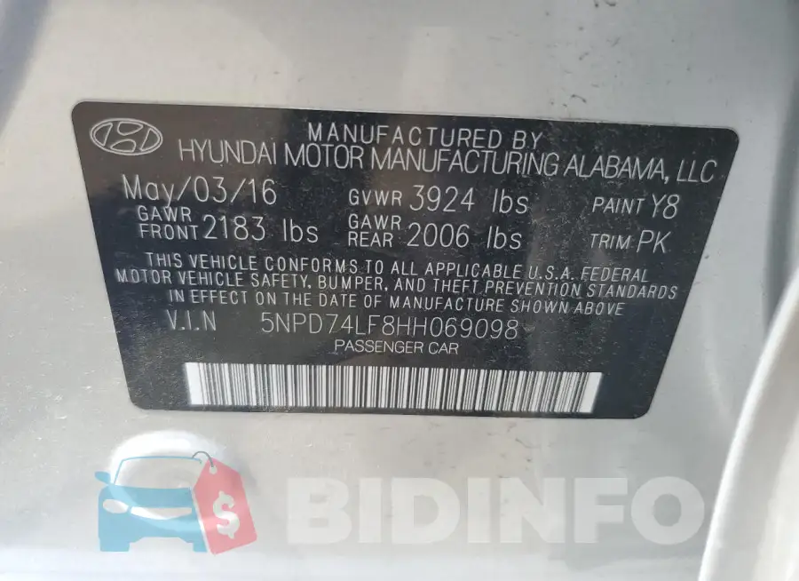 5NPD74LF8HH069098 Photo# 12
