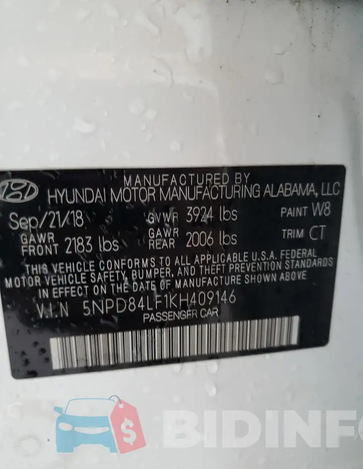 5NPD84LF1KH409146 Photo# 12