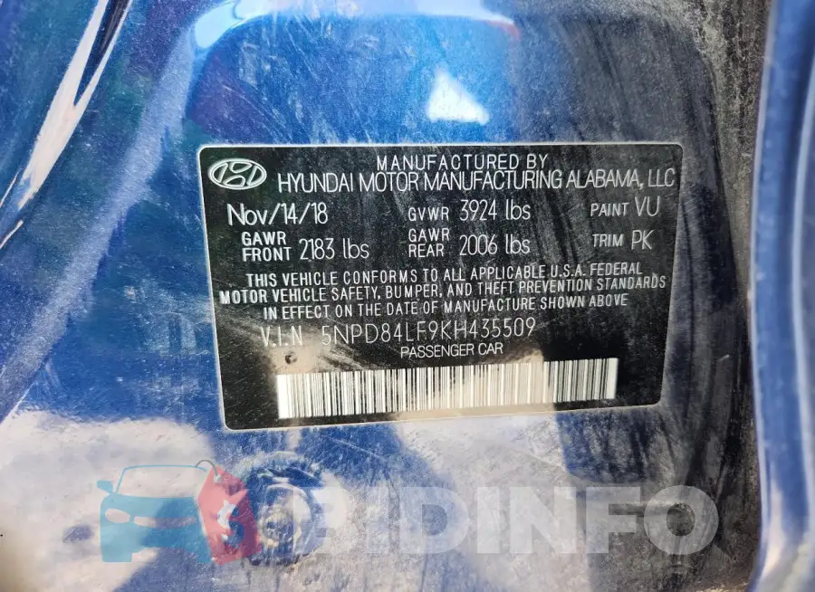 5NPD84LF9KH435509 Photo# 12