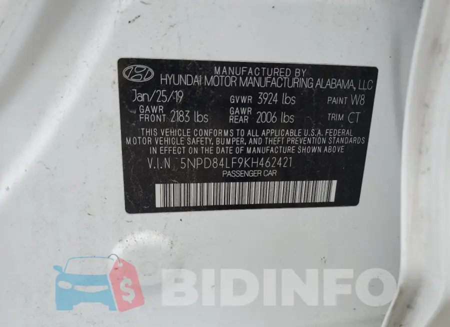 5NPD84LF9KH462421 Photo# 12