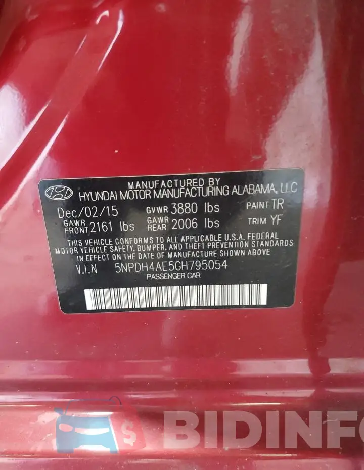 5NPDH4AE5GH795054 Photo# 13