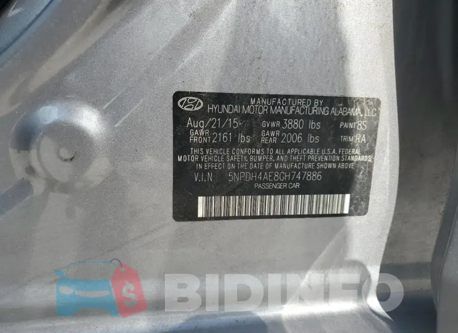 5NPDH4AE8GH747886 Photo# 12