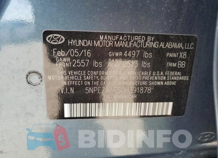 5NPE24AF5GH391878 Photo# 12