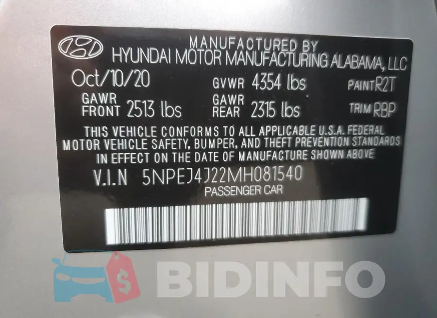 5NPEJ4J22MH081540 Photo# 13