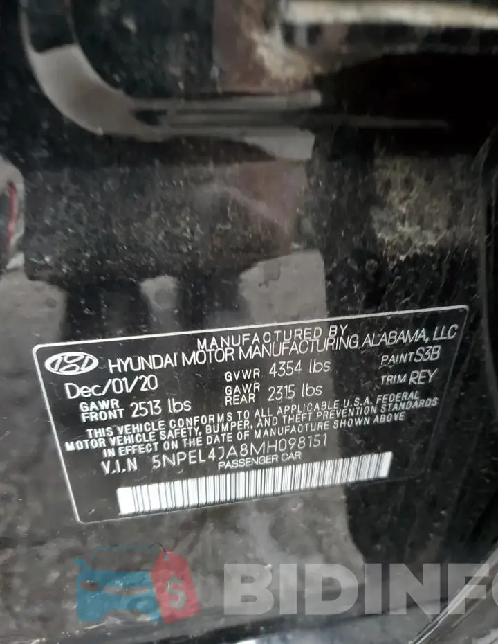 5NPEL4JA8MH098151 Photo# 12