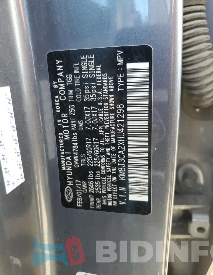 KM8J3CA2XHU421298 Photo# 13