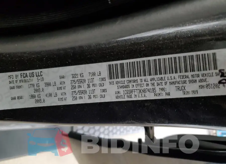 1C6SRFFT3KN874195 Photo# 12
