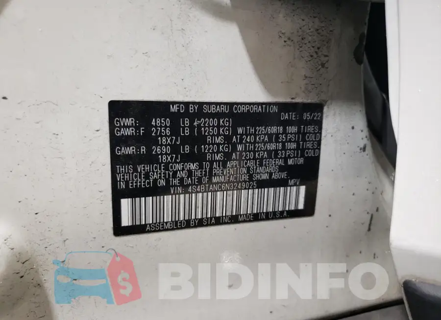 4S4BTANC6N3249025 Photo# 13