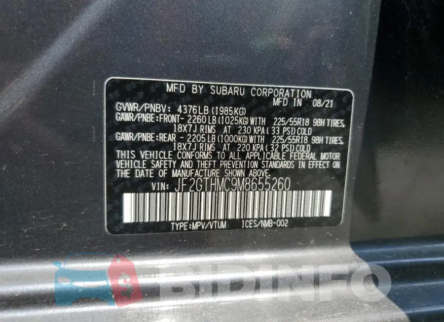 JF2GTHMC9M8655260 Photo# 13