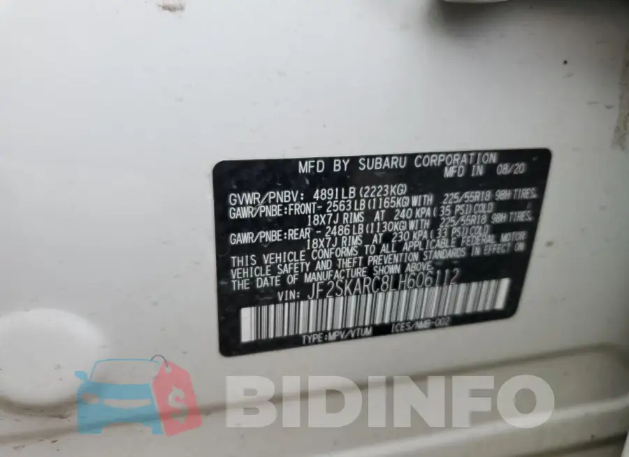JF2SKARC8LH606112 Photo# 13