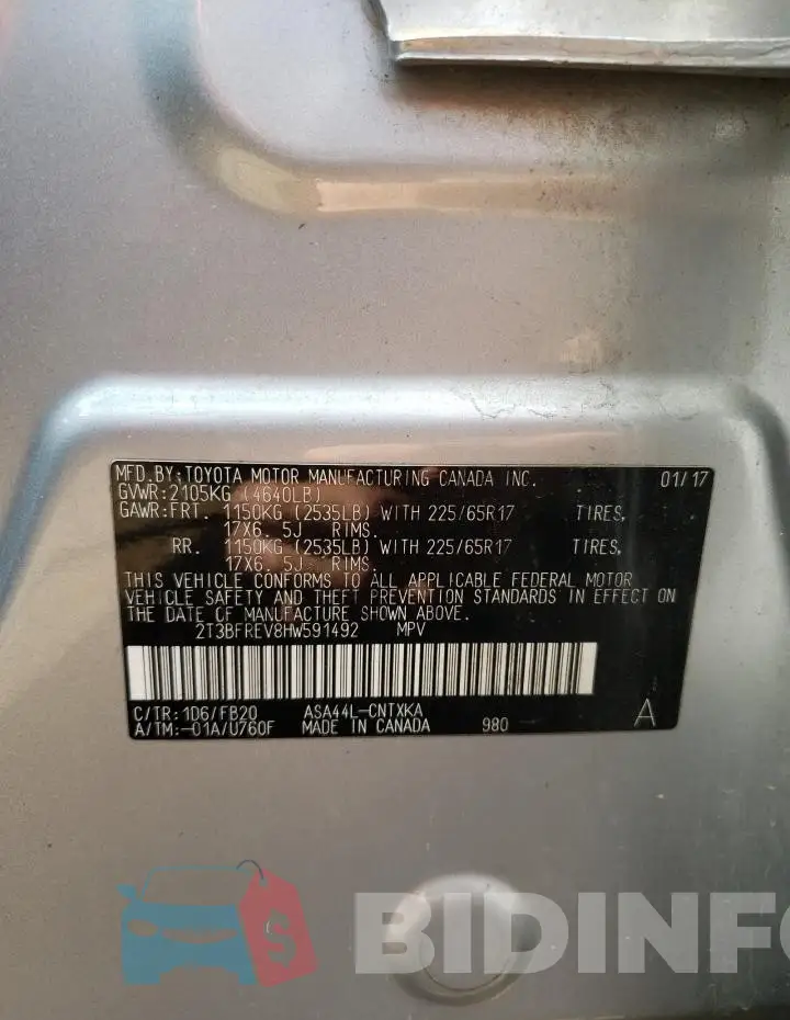 2T3BFREV8HW591492 Photo# 13