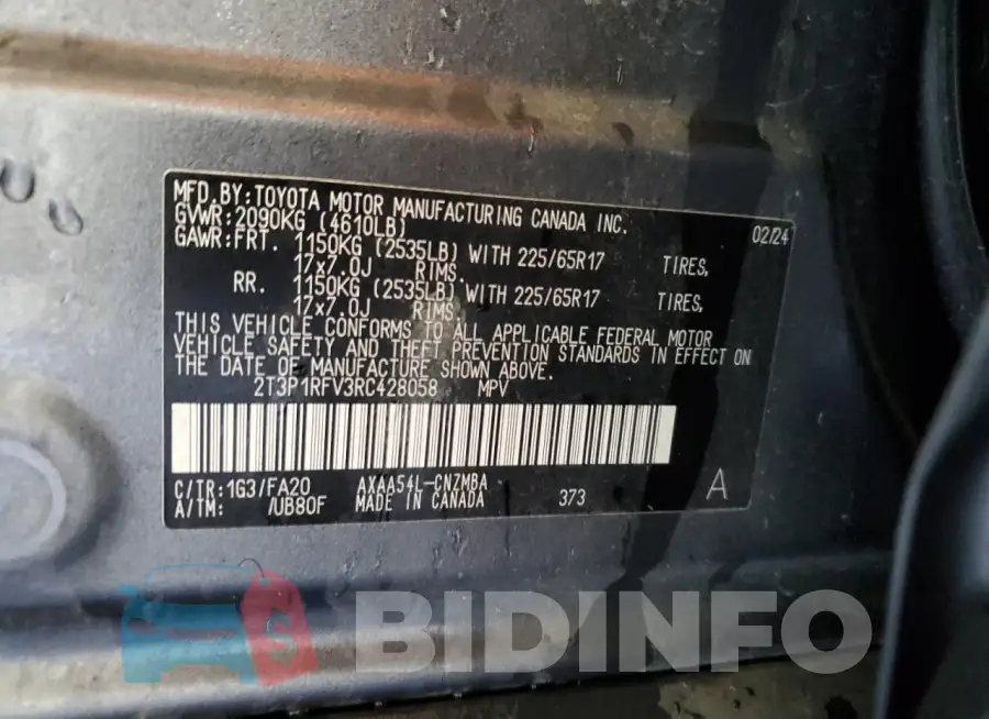 2T3P1RFV3RC428058 Photo# 14