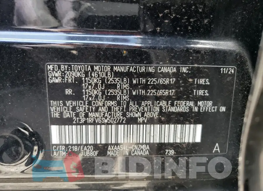 2T3P1RFV6SW502772 Photo# 13