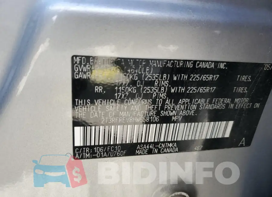 2T3RFREV8HW658106 Photo# 13