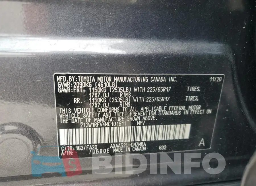 2T3W1RFV4MC101611 Photo# 13