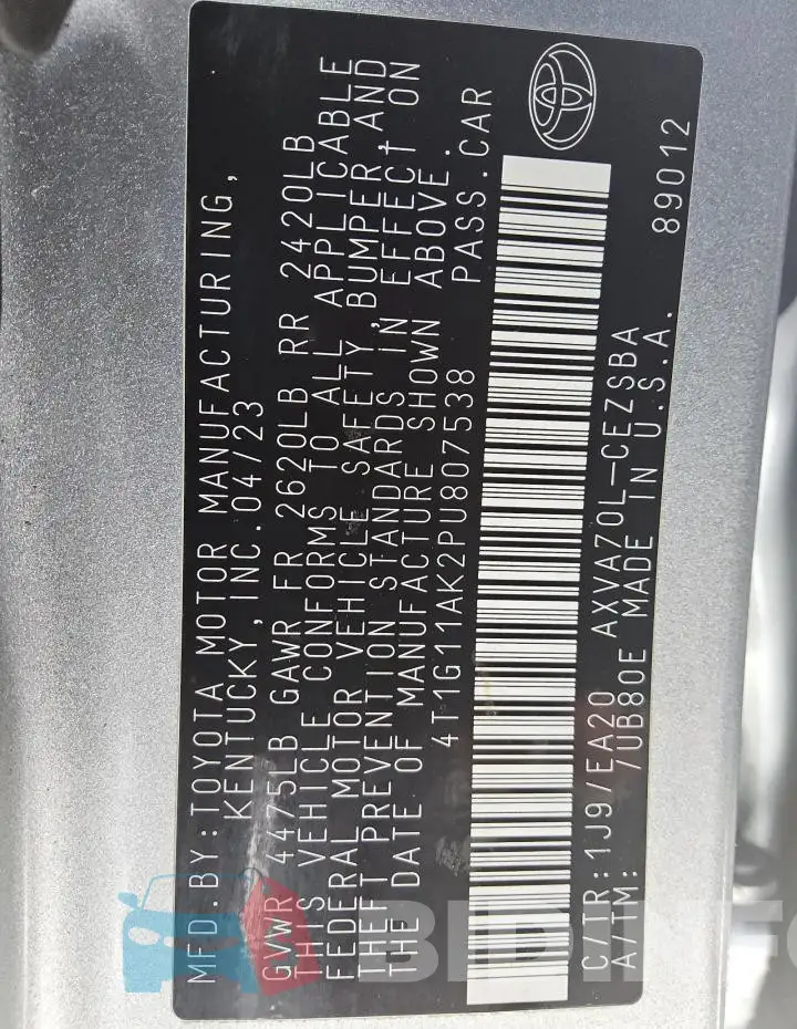 4T1G11AK2PU807538 Photo# 12