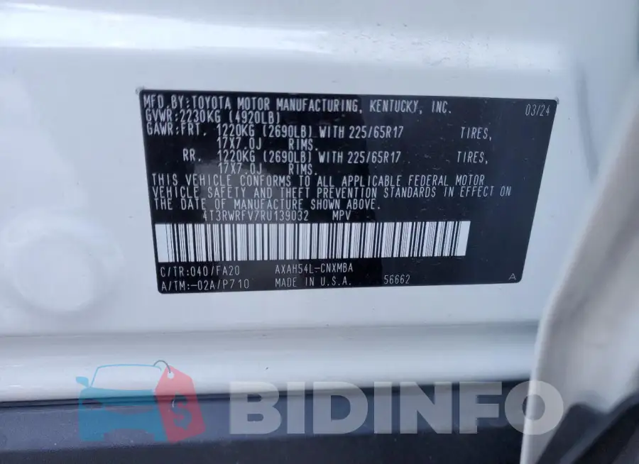 4T3RWRFV7RU139032 Photo# 13
