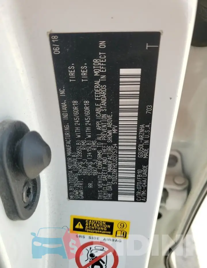 5TDZZRFH2JS275754 Photo# 13