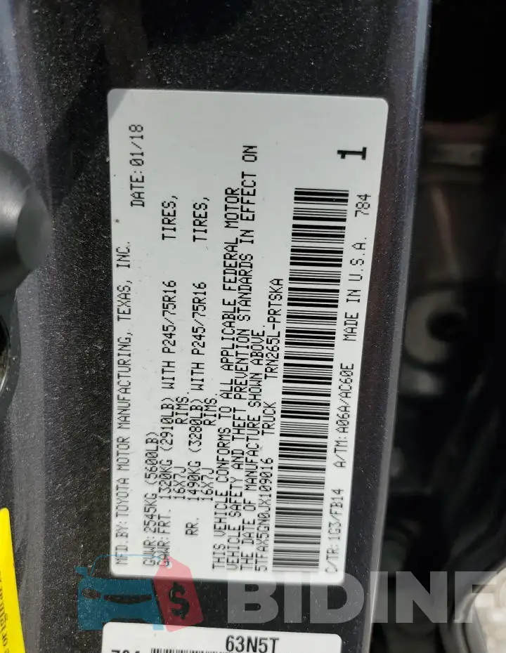 5TFAX5GN0JX109016 Photo# 12