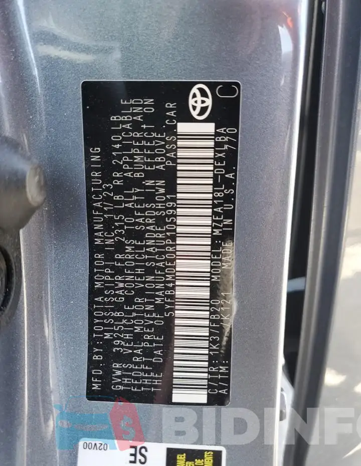 5YFB4MDE0RP105991 Photo# 12