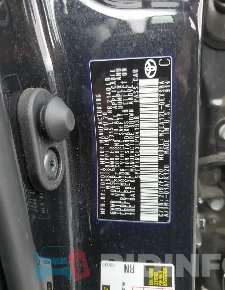 5YFP4RCEXLP041938 Photo# 12
