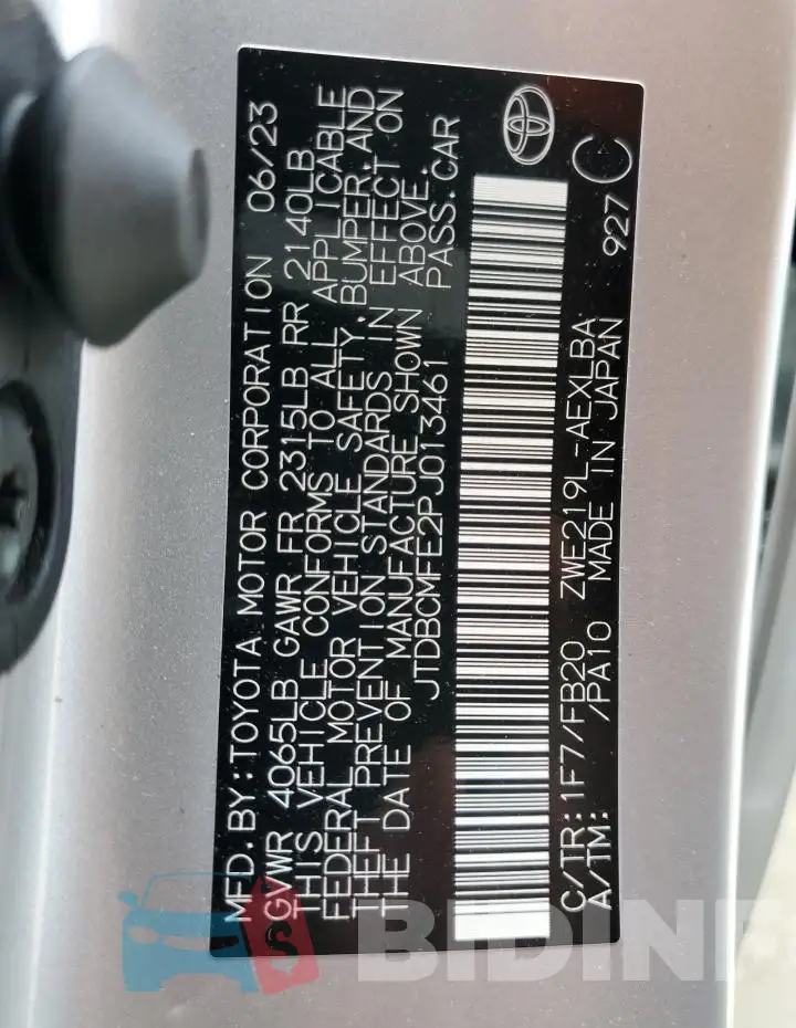 JTDBCMFE2PJ013461 Photo# 13