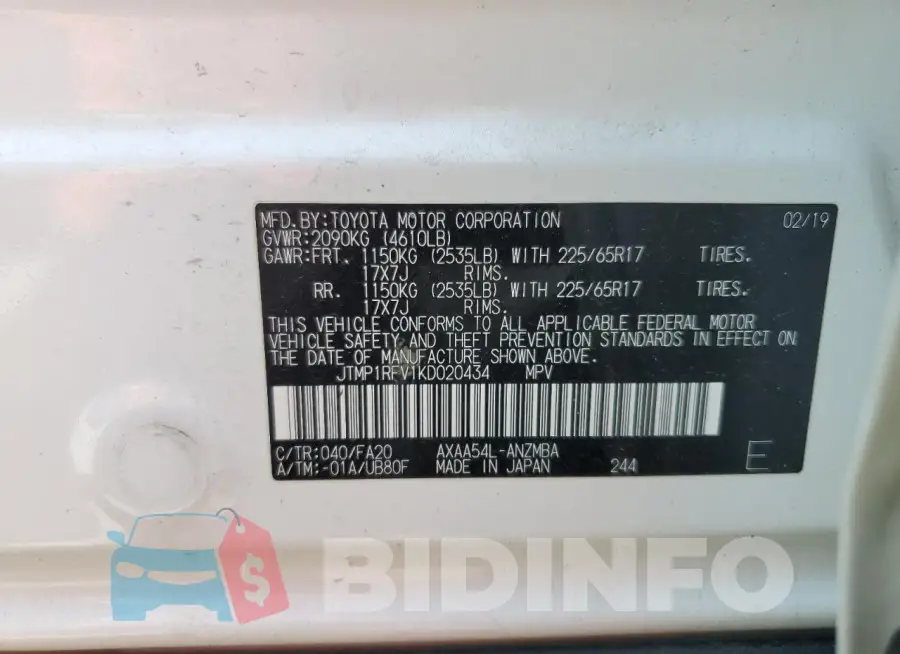 JTMP1RFV1KD020434 Photo# 13