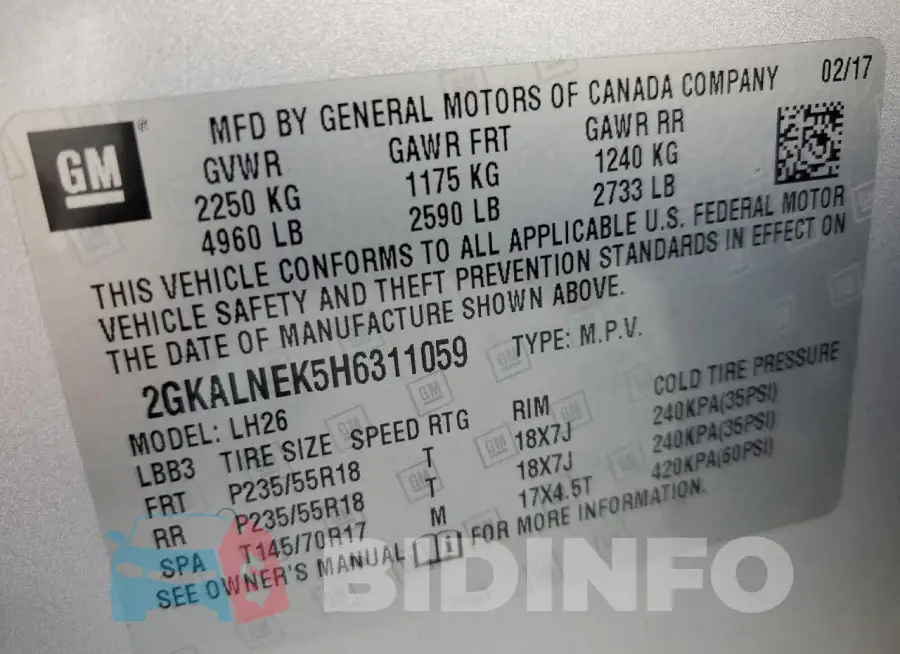 2GKALNEK5H6311059 Photo# 14