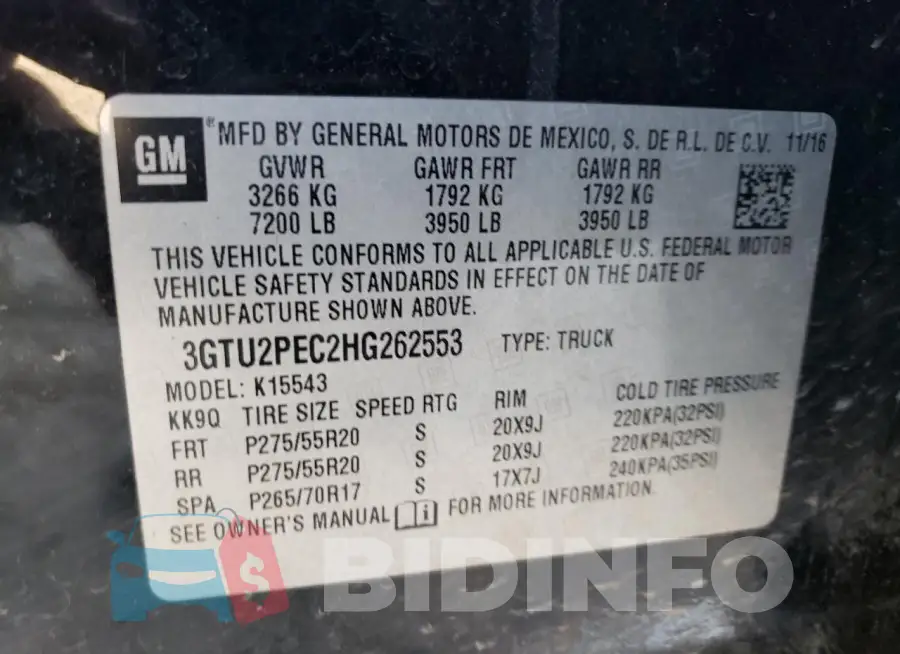 3GTU2PEC2HG262553 Photo# 12
