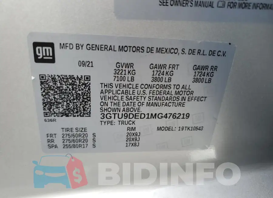 3GTU9DED1MG476219 Photo# 12
