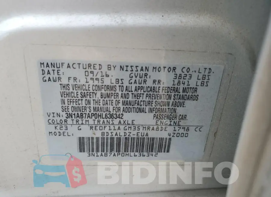3N1AB7AP0HL636342 Photo# 12