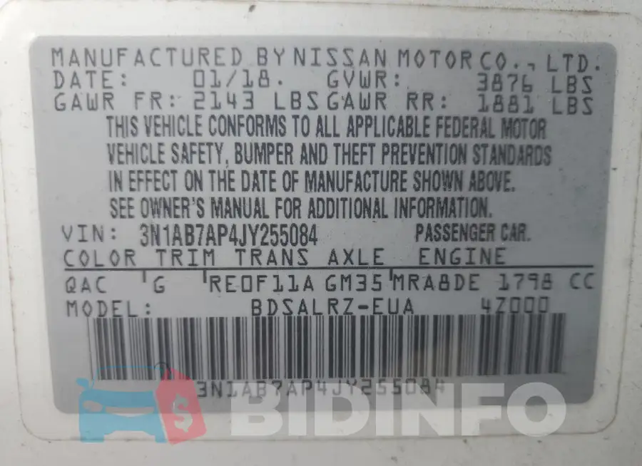 3N1AB7AP4JY255084 Photo# 13