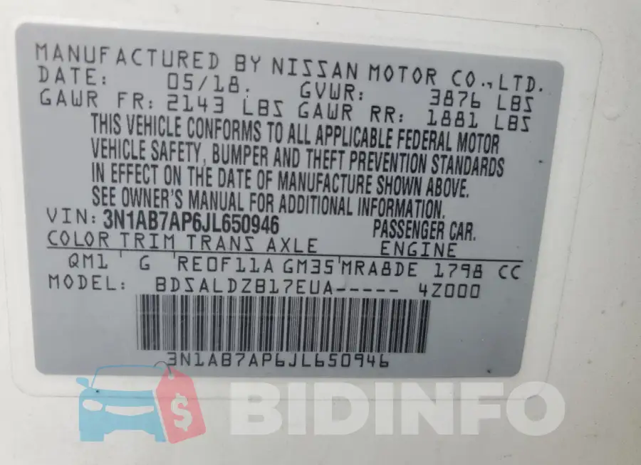 3N1AB7AP6JL650946 Photo# 13