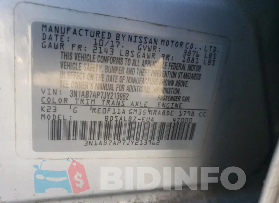 3N1AB7AP7JY213962 Photo# 12