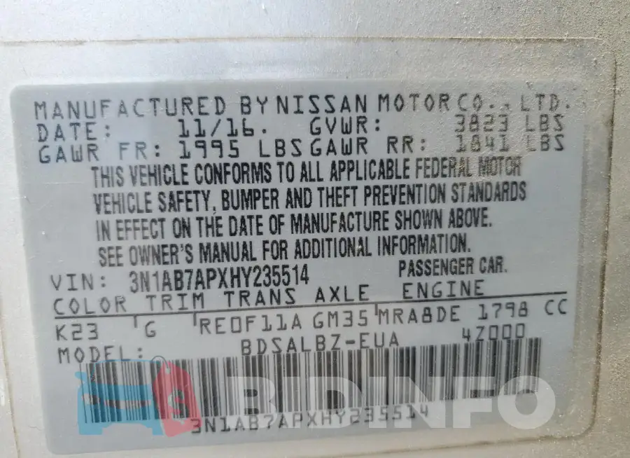 3N1AB7APXHY235514 Photo# 12