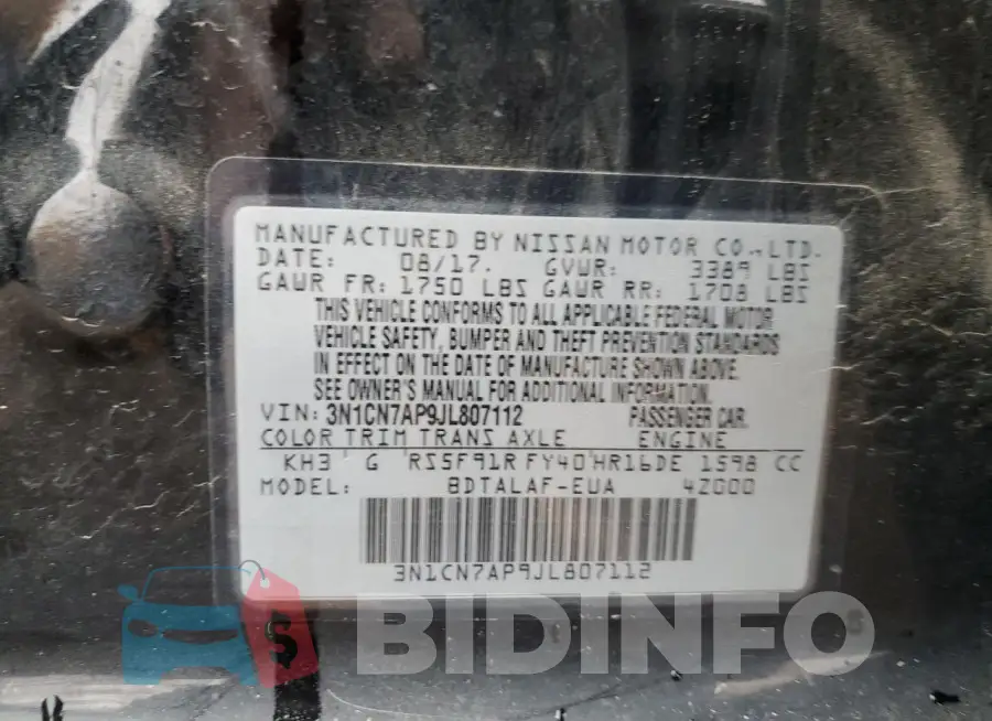 3N1CN7AP9JL807112 Photo# 12