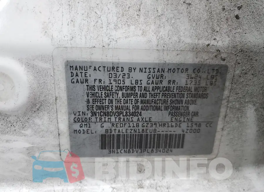 3N1CN8DV3PL834024 Photo# 12