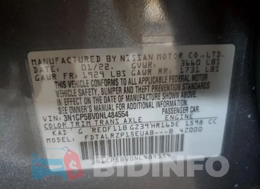 3N1CP5BV0NL484554 Photo# 12