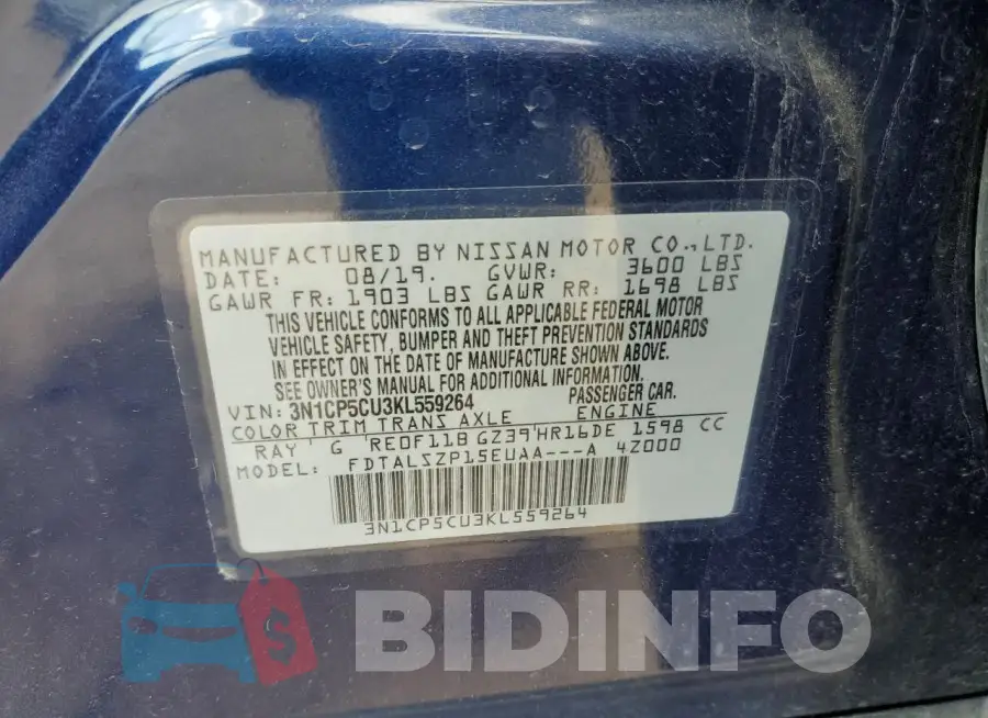 3N1CP5CU3KL559264 Photo# 13