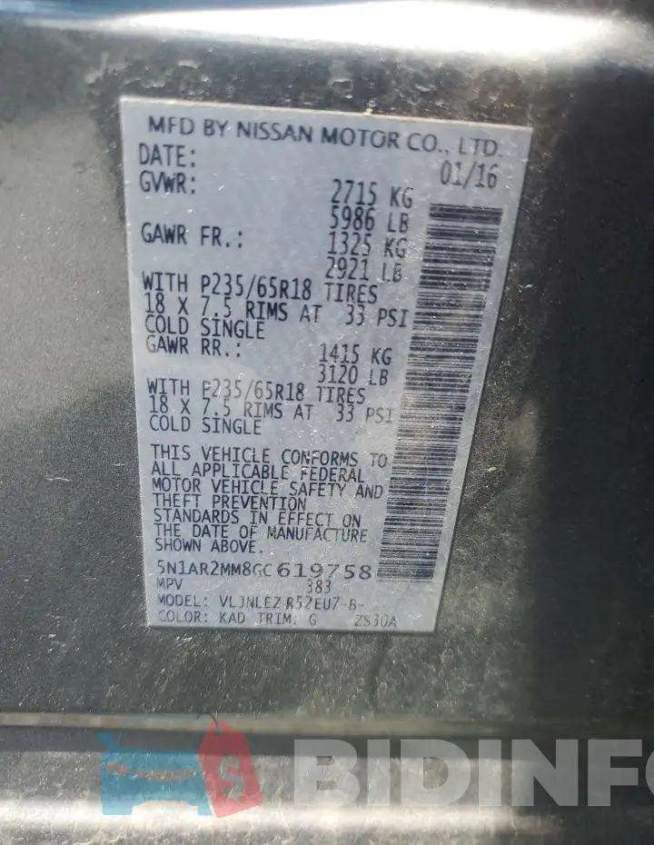 5N1AR2MM8GC619758 Photo# 13