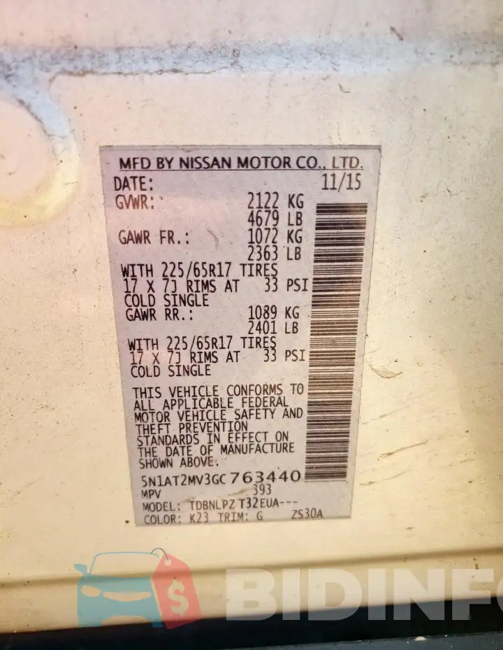 5N1AT2MV3GC763440 Photo# 13