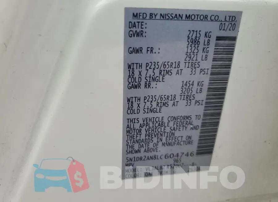 5N1DR2AN8LC604746 Photo# 14